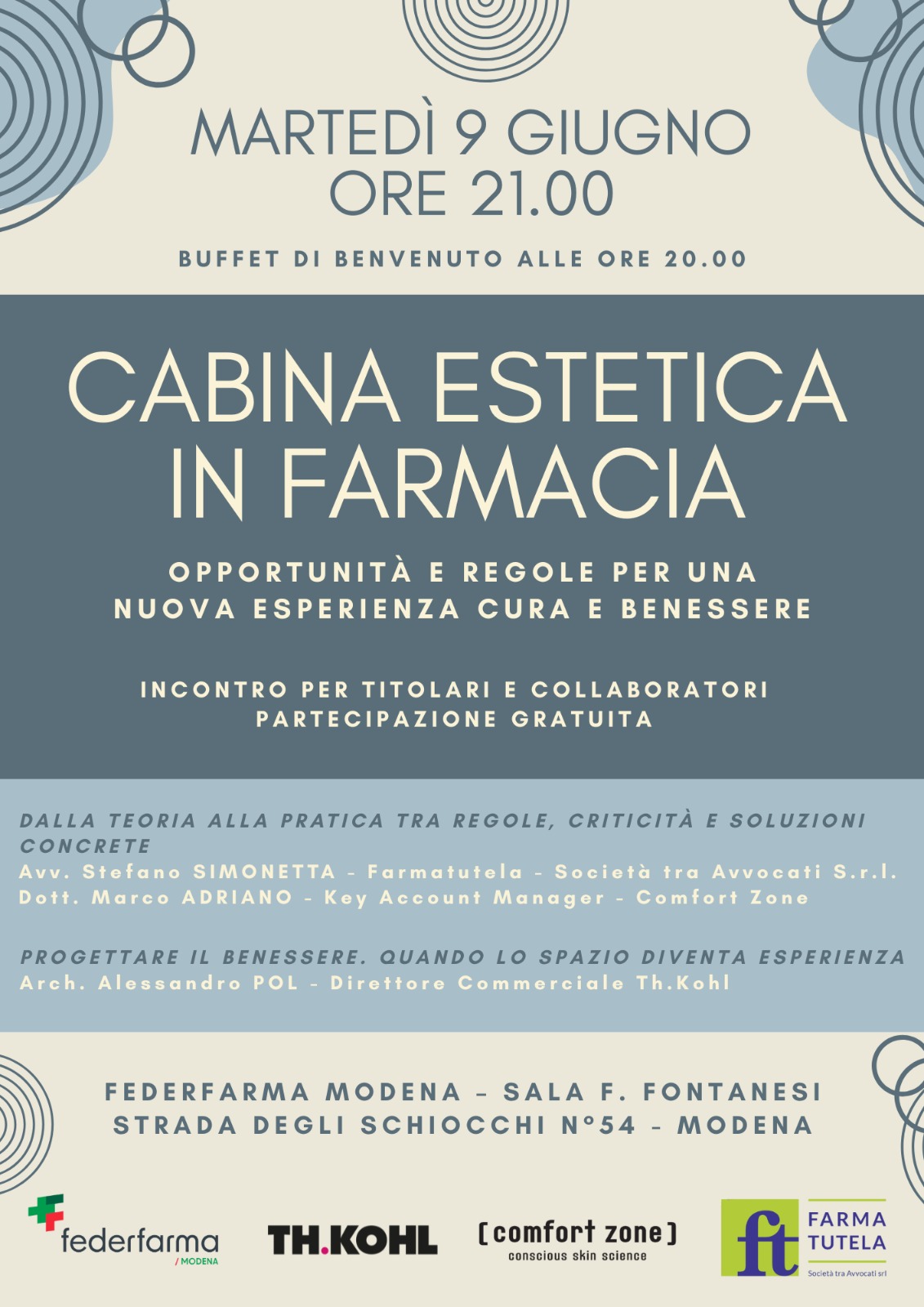 Evento formativo | 9 giugno 2026 | Federfarma Modena | Cabina estetica in farmacia: regole, opportunit&agrave; e modelli gestionali